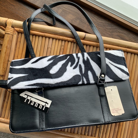 Vintage Handbags - SOLD NWT Vintage Tiannl Zebra Print Handbag